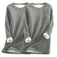 thumbnail image 2 of Feancey 2 Pack Women Crewneck Sweatshirt Winter Plus Size Fleece Lined Pajama Tops Solid Color Casual Long Sleeve Thermal Pullover Dark Gray M, 2 of 4