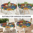 thumbnail image 7 of Pioneer Flower Floral Print Pattern Round Fitted Tablecloth with Elastic Edge,Dining Table Cover Waterproof,Outdoor Round Tablecloth for Camping,Dining,Indoor and Outdoor, 7 of 7
