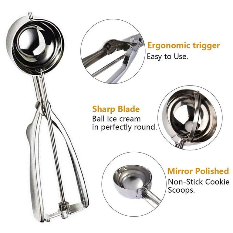 Extra Small Cookie Scoop 1 tsp, Professional Stainless Steel Mini Ice Cream  Scoop 25 mm, Melon Baller Scoop Good Soft Grips, Quick Trigger Release