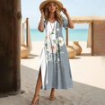 thumbnail image 1 of RWJDXD Robe Longue à Manches Courtes Fendue d'Été Patchwork Imprimé Floral Col en V Robes de Soirée Élégantes Vêtements Amples Simplicité, 1 of 1
