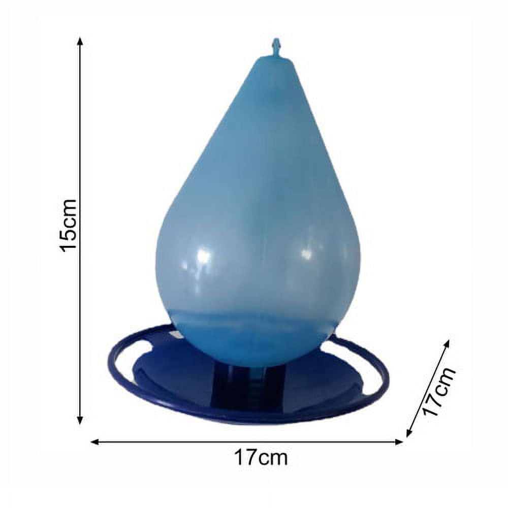 Cheers.US Glass Wild Bird Waterer, Wild Bird Feeder for Outdoors, Teardrop-Shaped Water Cooler for Garden Tree Yard Outside Decoration, Gray-Blue