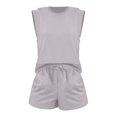 thumbnail image 5 of LSONABXA Grey Baseball Caps for Women Under $15 Women's Cap Sleeve Crewneck Top & Drawstring Short Outfit Two Piece Set T Shirt And Short, 5 of 6