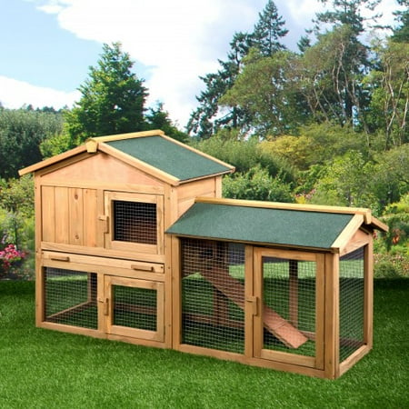 Merax Bunny Hutch Chicken Coop Large Pet House With Fence And Ramp