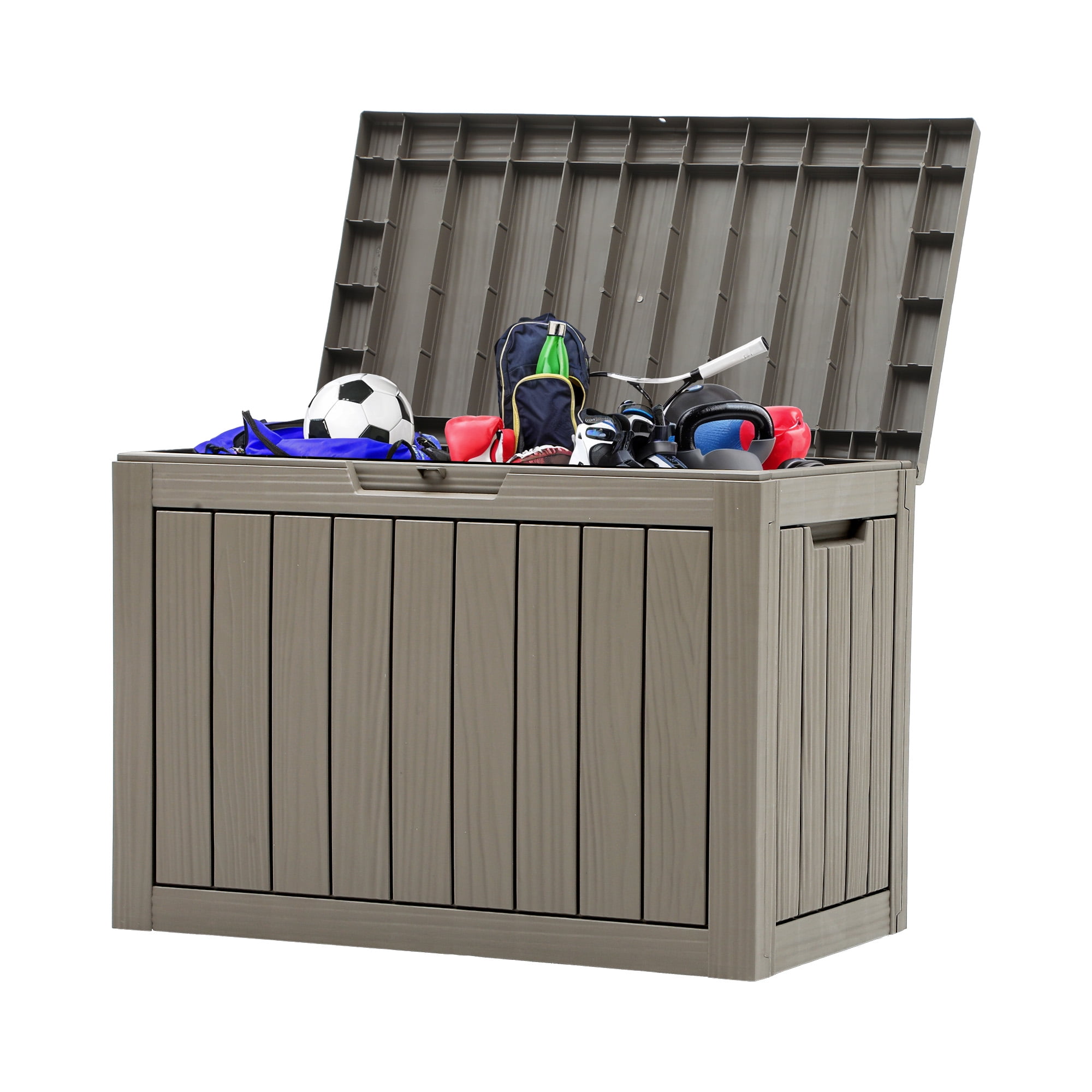 Uforic 45 Gallon Outdoor Resin Deck Box, Waterproof Storage Box, Lockable, Brown