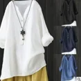 thumbnail image 2 of Tunique Ample d'Été à Manches Longues pour Femmes Enceintes, Grande Taille, Blanche, 2 of 5