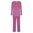 thumbnail image 5 of Silk Pajamas Women's Long Sleeve Pajamas Set with Pockets Soft Pants with Long Sleeve Tops Ladies Sleepwear Gradient Printed Casual Tops Pants Pajama Set 3XL, 5 of 6