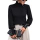 thumbnail image 2 of Suéteres de Otoño e Invierno para Mujer, Jerseys de Punto con Mangas Farol, Suéteres Tipo Top Negro XL, 2 of 10