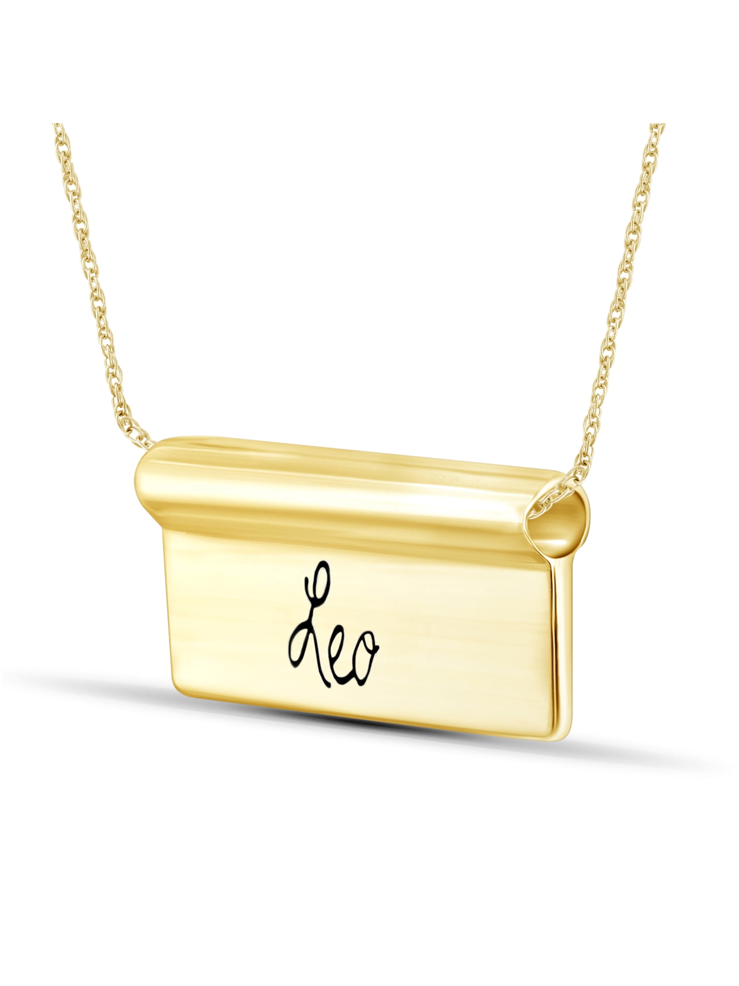 JewelersClub What's Your Sign? 14K Gold Over Silver Leo Engraved Zodiac Nameplate Necklace