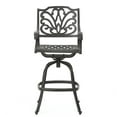 Alberta Outdoor Cast Aluminum Barstools, Set of 4, Bronze