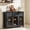Black, variant on Buildhom 48" Sideboard Buffet with 3 Glass Doors & Drawers, Adjustable Shelves Coffee Bar Cabinet for Dining Room, Living Room, Walnut