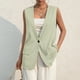 thumbnail image 2 of chaqueta de traje de verano para mujer trabajo casual sin mangas con cuello en v solo botón chaleco de traje de color sólido verde menta / s, 2 of 9