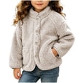 thumbnail image 2 of Samdudou Toddler Girls Fleece Jackets Fuzzy Sherpa Coats Button Down Fall Winter Warm Outerwear Kids Plush Stand Collar Layering Clothes Size 6M-3 Years, 2 of 7