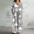 thumbnail image 2 of Christmas Dresses for Women Women's Fashion Dress Spring V-neck Long Sleeve Dress with Christmas Print for Holiday Party,Gray,XL, 2 of 6