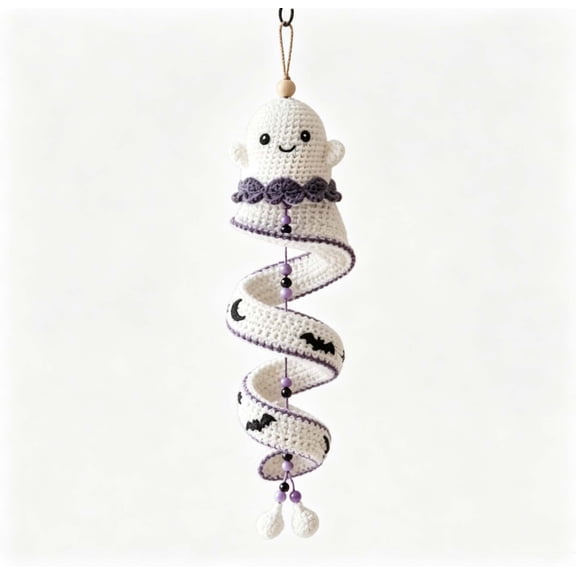 Amigurumi Crochet Kit Halloween Ghost Ornament Handmade Holiday Needlework Supplies For Beginner DIY Decor