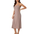 thumbnail image 4 of INSPIRE CHIC Women's Nightgown Spaghetti Strap Round Neck Sleep Dress 2XL Khaki, 4 of 6