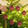 thumbnail image 6 of AYktou 6 Pcs Christmas Ornaments Balls, 2.3 Inch Wavy Grain Hollow Sphere Hanging Pendant Glittering Christmas Tree Decoration Set Christmas Balls Hanging Ornaments for Living Room Party Decor, Red, 6 of 7
