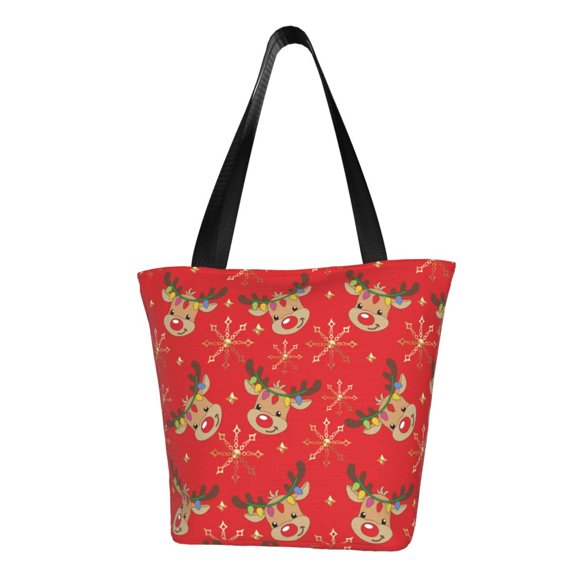 Rocae Christmas With Cute Deer for Shoulder Bags for Women Tote Bag for Women with Zipper Closure