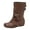 Coffee, variant on Womens Mid Calf Leather Fold Over Boots Slip On Wide Toe Box Flat Fall Booties Casual Wide Calf Cowboy Boots Pink Size 6.5