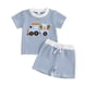 thumbnail image 3 of Conjuntos de blusas y camisas de cuello redondo y manga corta. Conjunto casual de dos piezas de Pascua para niños y niñas. Incluye una camiseta de manga corta con cuello redondo y una toalla bordada., 3 of 8