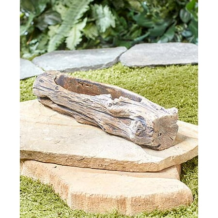Extra Large Garden Plant Pots Wood Look Brown Bark Planters Tree Log Stump Garden Plants Rustic Primitive New (Brown Bark, Large) ()