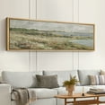 thumbnail image 2 of Large Framed Canvas Print Vintage Countryside Landscape with Blooming FlowersWall Art Decorative Ready to Hang Painting for Living room Bedroom 60x20 inches Natural Frame, 2 of 7