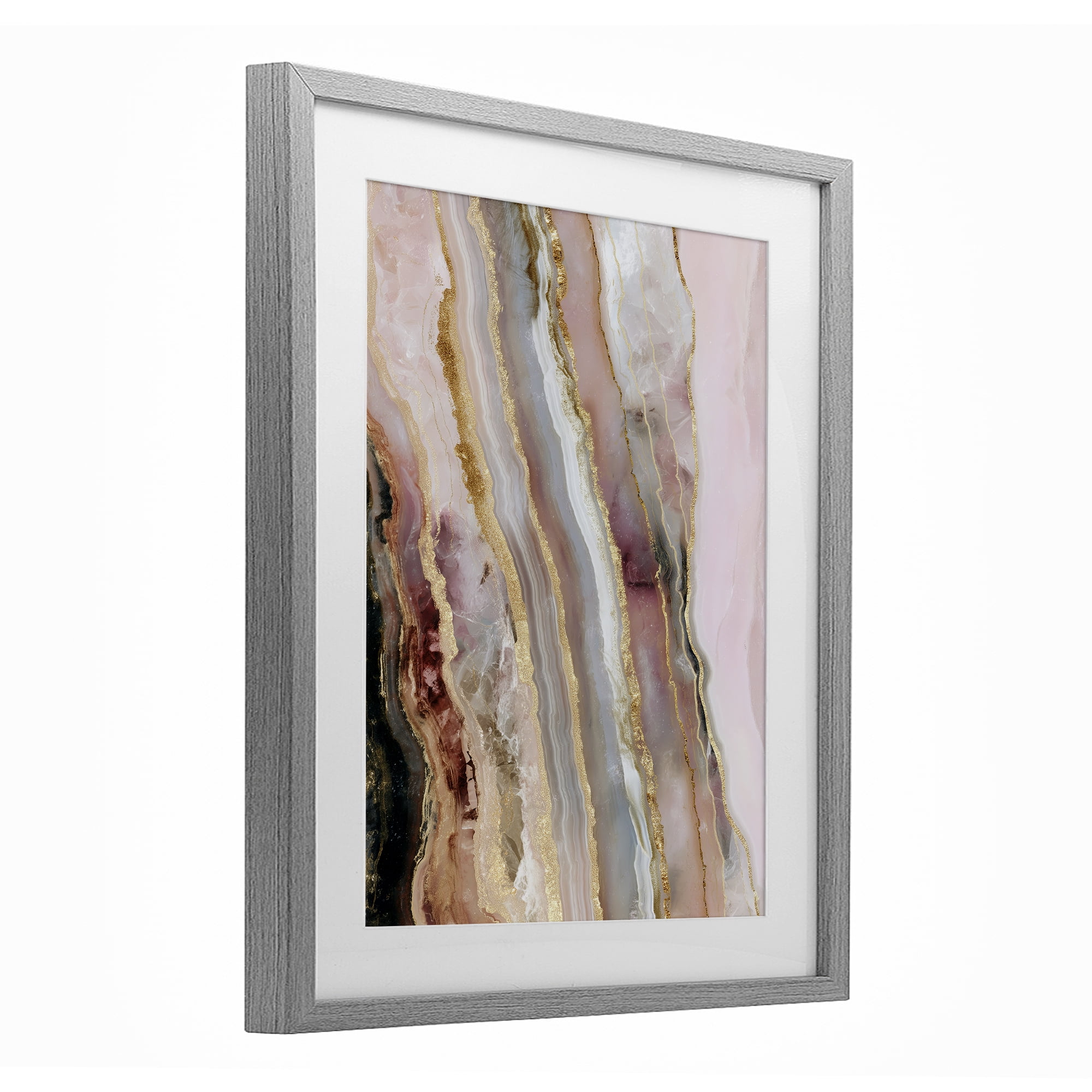 Stupell Industries Pastel Misty Gem Geode Gray Framed Print Under Glass, design by Svetlana Aleynikova