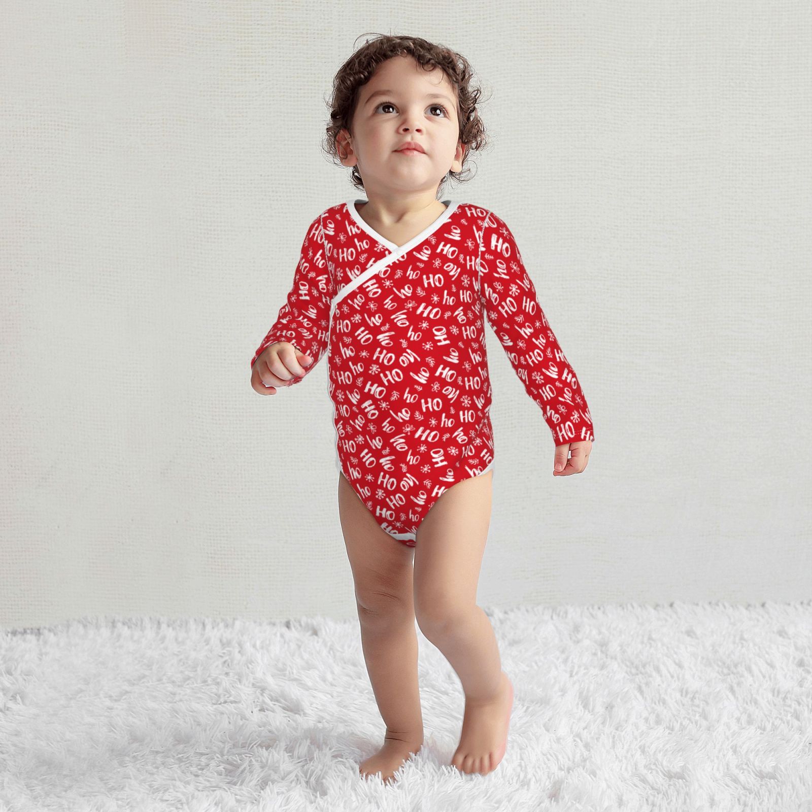 Xecao Hohoho Print Baby unisex-baby Cotton Long-sleeve Bodysuits-12 Months
