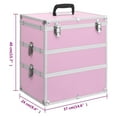 thumbnail image 4 of vidaXL Make-up Case 37x24x40 cm Pink Aluminium, 4 of 5