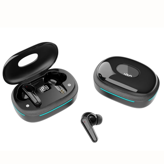 True Wireless Earbuds, PLUS70, In Ear Bluetooth Headphones with LED Battery Display, IPX4 Water Resistance and Charging Case for Music and Calls