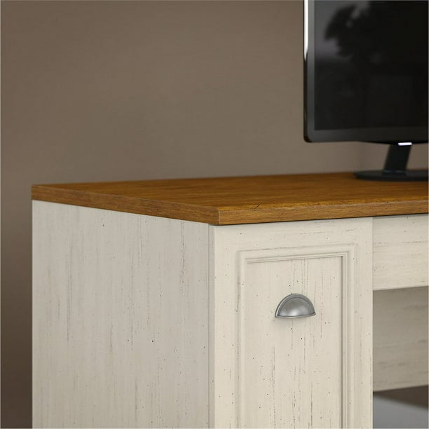 Antique white l shaped 2024 desk with hutch