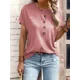 thumbnail image 2 of Camiseta de un solo pecho para mujer, jersey de cuello redondo medio abierto, Tops de viaje informales de Color sólido, camisetas de estilo dulce para mujer 2024, 2 of 4