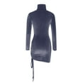 thumbnail image 5 of Blczomt Gray Womens Dresses 2025 Ruched Mini Long Sleeve Bodycon Mock Neck Sexy Club Dresses, 5 of 6