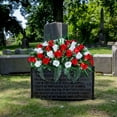 thumbnail image 4 of Headstone Flower Saddle,Large Artificial Cemetery Flowers for Grave,Cemetery Memorial Flowers for Outdoor Tombstone Decorations (Red White), 4 of 5