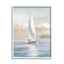 Stupell Indtries Sailboat Under Cloudy Morning Sunrise Soft Contemporary Ocean,11 x 14,Design by Danhui Nai