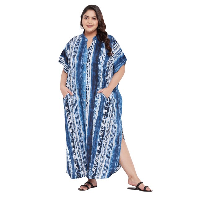 Oussum Robe Caftans pour Femme Grande Taille Imprimée Longue Maxi à Boutons Robes Caftan