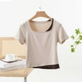 thumbnail image 2 of Maean Cotton Shirts for Womens Crop Tee Square Neck Short Sleeve Causal Tshirts Summer Slim Top, 2 of 3
