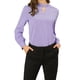 thumbnail image 5 of Blusa de botón con cuello de pie y pliegues para mujer INSPIRE CHIC 2XL en púrpura claro, 5 of 7