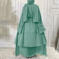 thumbnail image 6 of IBTOM CASTLE Muslim Chiffon Abaya for Women Open Front Cardigan Modest Dress with Hijab Scarf Middle East Arabian Robe Islamic Long Dress L Mint Green, 6 of 8