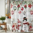 thumbnail image 3 of Christmas Xmas Shower Curtains for Bathroom, Elk Ball Snowman Poinsettia Berry Wood Plank Waterproof Fabric Shower Curtain for Bathroom Bathtub Decoration, Machine Washable, 72"x72", 3 of 9