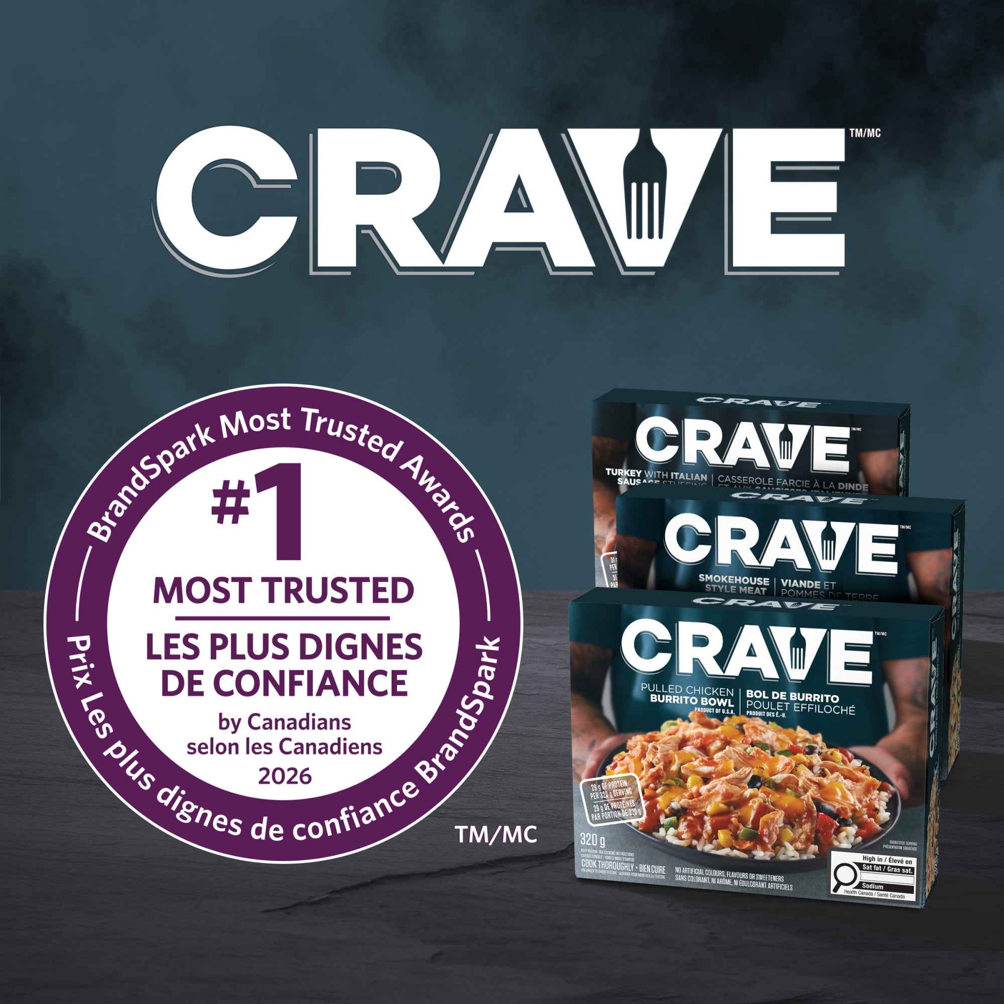 Crave Pulled Chicken Burrito Bowl Frozen Meal, 320g