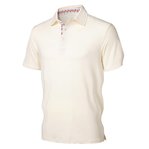 Mens Basic Polo Shirts Golf Sports Short Sleeve Button Lapel Breathable Business T-Shirts Beige L