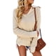 thumbnail image 1 of Suéter con cuello en V para mujer, Jersey de punto térmico holgado y transpirable, jersey de manga larga para invierno, color caqui XL, 1 of 8