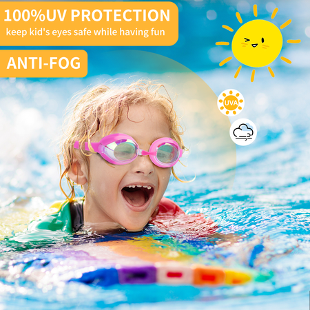CSHIDWORLD KIDS SWIM GOGGLES 3-15, DESIGN, 2 PACK SWIMMING GOGGLES NO LEAKING ANTI FOG KIDS GOGGLES FOR BOYS GIRLS