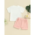thumbnail image 4 of Gupgi Baby Girls Shorts Set Short Sleeve Embroidery Letters T-shirt with Shorts Summer 2 Pcs Outfit 0-3Y, 4 of 9