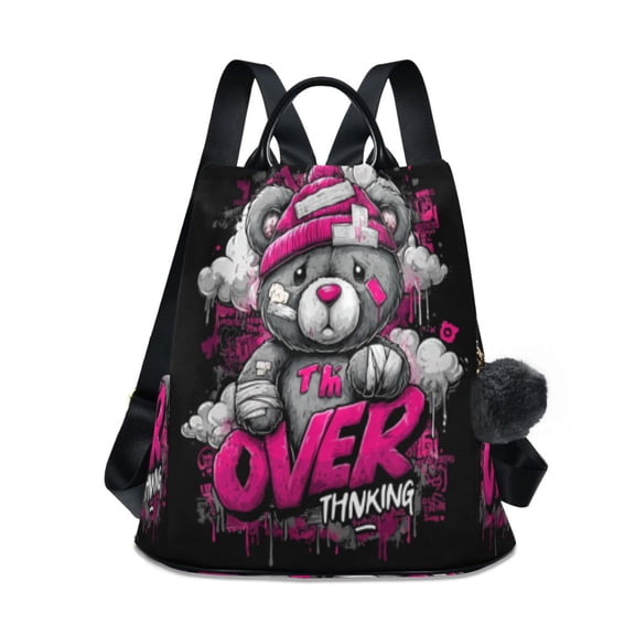 DIXRUYEE Travel Backpack Casual Bag Fashion Thinking Bear Printed