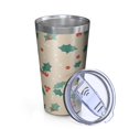 thumbnail image 2 of 16oz Tumblers Beige Christmas Holly Pattern Stainless Steel Vacuum Insulated Double Wall Travel Tumbler Cups Mug with Lid and Straw,Cleaning Brush for Coffee,Tea, 2 of 4