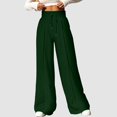 thumbnail image 2 of NOLDARES Wide Leg Dress Pants for Women Business Casual Elastic Waist Comfy Work Pants Baggy Lounge Pants Trousers with Pocket(Green,L), 2 of 7