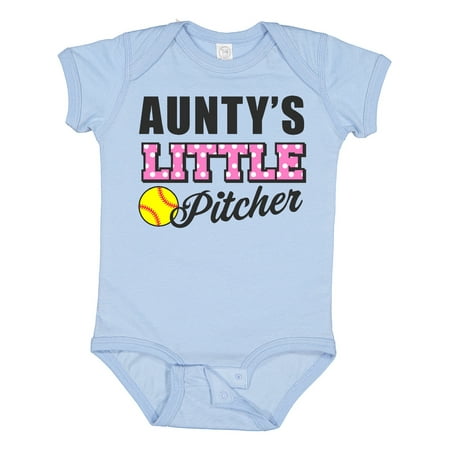 

Inktastic Auntys Little Pitcher Softball Girls Baby Bodysuit