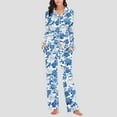thumbnail image 5 of FAWUUDO Women's 2 Piece Cotton Long Sleeve Pajamas Set Cute Print Top and Pants Pjs Loungewear Sleepwear Sets, 5 of 7