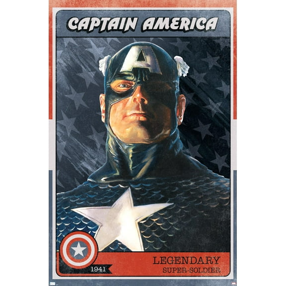 Marvel Comics - Captain America Card Wall Poster, 22.375" x 34"